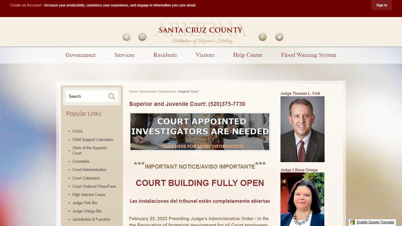 Superior and Juvenile Court: (520)375-7730 | Santa Cruz County, AZ ...